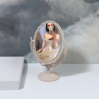 Зеркало настольное &laquo;Овал&raquo;, двустороннее, с увеличением, зеркальная поверхность 11,5 &times; 15 см, цвет бежевый