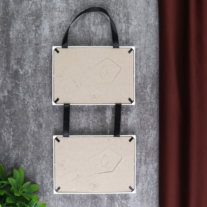 Фоторамка двойная на тесьме L-4 10х15 см белый (пластиковый экран) Фоторамка двойная на тесьме L-4 10х15 см белый (пластиковый экран)