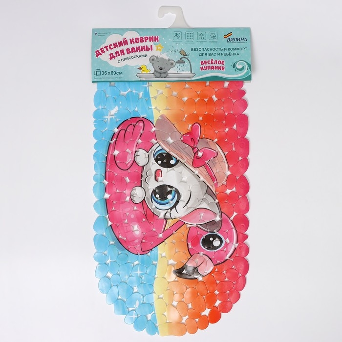 SPA-коврик для ванны на присосках &laquo;Котёнок на круге&raquo;, 36&times;69 см