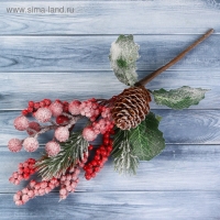 Декор "Зимние грезы" ягоды шишка иней хвоя, 26 см