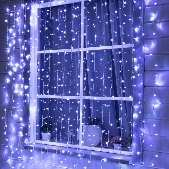 Гирлянда «Занавес» 2 × 6 м, IP44, УМС, белая нить, 1440 LED, свечение белое, мерцание, 220 В Гирлянда «Занавес» 2 × 6 м, IP44, УМС, белая нить, 1440 LED, свечение белое, мерцание, 220 В