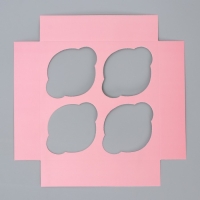 Коробка для капкейков, кондитерская упаковка двухсторонняя, 4 ячейки &laquo;Нежность&raquo; 16 х 16 х 10 см