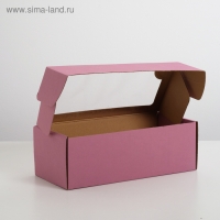 Коробка самосборная, с окном, сиреневая, 16 х 35 х 12 см МИКС
