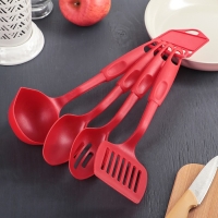 Набор кухонных принадлежностей Доляна &laquo;Радуга&raquo;, 30 см, 4 предмета, цвет красный