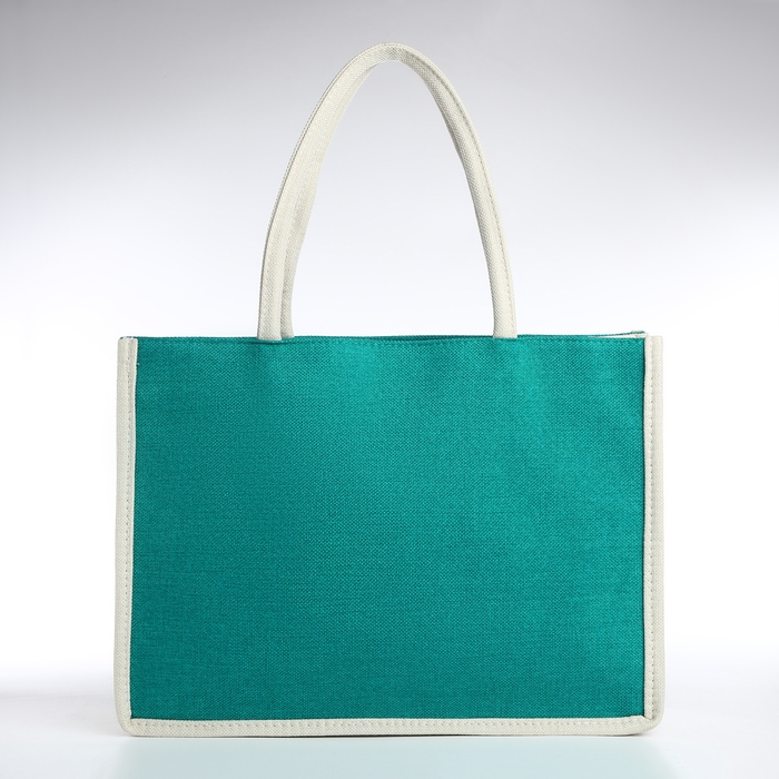 Сумка пляжная без застёжки, цвет молочный/зелёный Сумка пляжная без застёжки, цвет молочный/зелёный