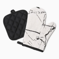 Куханный набор 2 пр. Доляна цвет белый прихватка  17*17 см, варежка 26*16 см,100% п/э