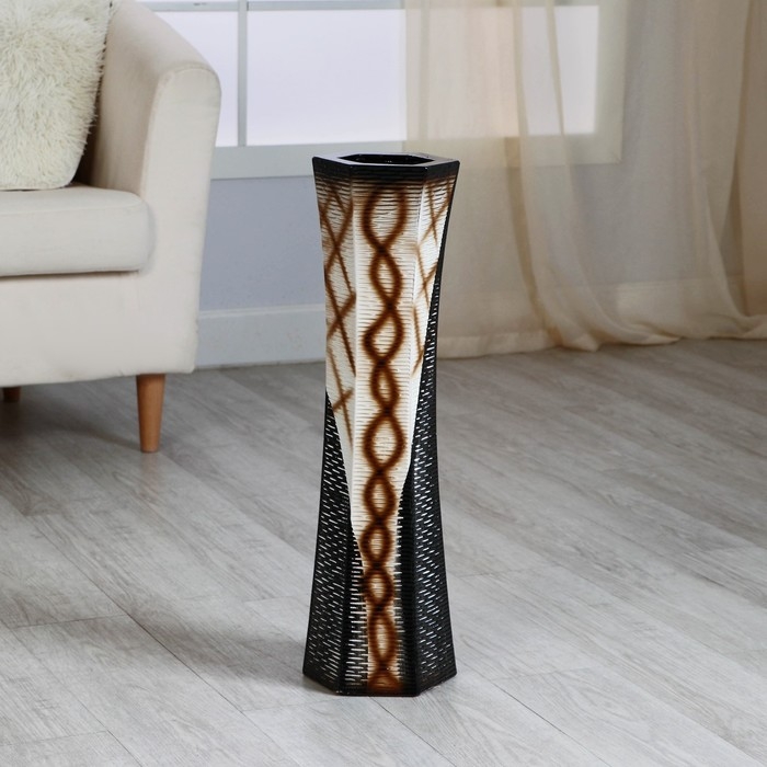 Ваза керамика напольная "Марджори" 16х60 см, d вн.10 см, бежево-коричневый