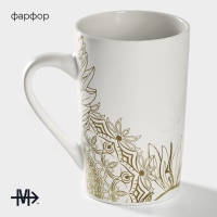 Кружка фарфоровая Magistro &laquo;Мандала&raquo;, 380 мл, бежевый узор