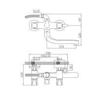 Смеситель для ванны Accoona A86473, двухвентильный, силумин, хром Смеситель для ванны Accoona A86473, двухвентильный, силумин, хром