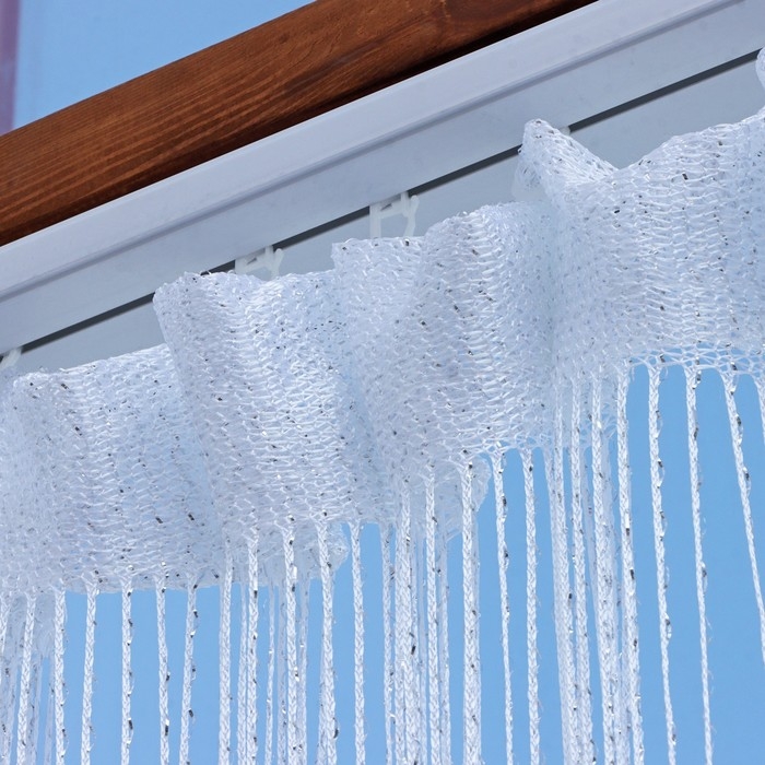 Штора - занавеска декоративная, нитяная, с люрексом, 300×300 см, цвет белый Штора - занавеска декоративная, нитяная, с люрексом, 300×300 см, цвет белый