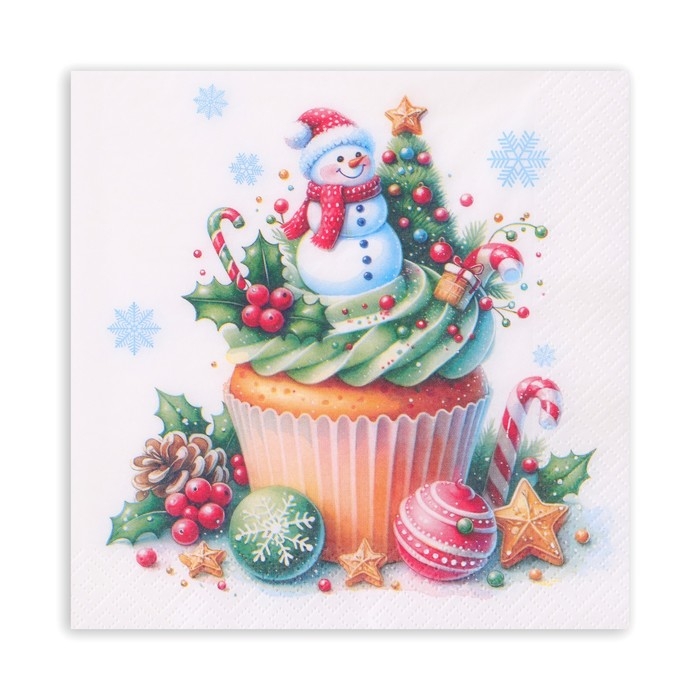 Новогодние салфетки бумажные Pero Prestige &laquo;Кексик&raquo;, 3 слоя, 33х33 см, 20 шт