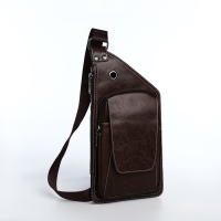 Сумка-слинг мужская из искусственной кожи, цвет тёмно-коричневый Сумка-слинг мужская из искусственной кожи, цвет тёмно-коричневый