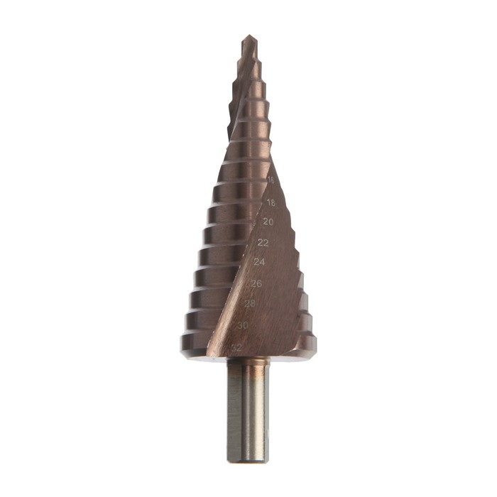 Сверло ступенчатое ТУНДРА ПРОФИ, HSS-Co, спиральный профиль, трехгранный хвостовик, 4-32 мм Сверло ступенчатое ТУНДРА ПРОФИ, HSS-Co, спиральный профиль, трехгранный хвостовик, 4-32 мм