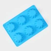 Форма для выпечки Доляна &laquo;Сладости. Круг риб&raquo;, силикон, 25,5&times;17,5&times;3 см, 6 ячеек (d=7 см), цвет синий