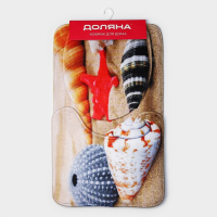 Коврики для ванной и туалета Доляна &laquo;Ракушки на песке&raquo;, 3 шт: 35&times;39 см, 40&times;50 см, 45&times;75 см