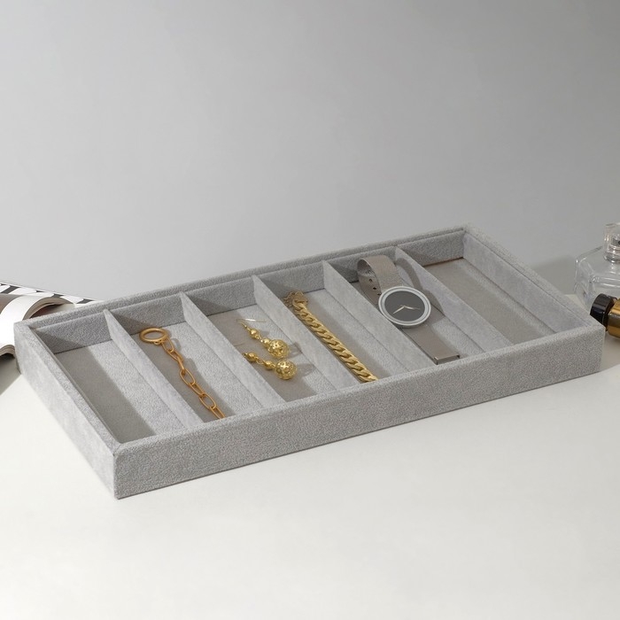 Подставка для украшений 6 ячеек, 38&times;18,5&times;3,5, цвет серый