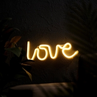 Неоновая вывеска &laquo;Любовь&raquo; 35 x 13 см, батарейки AAx3 (нет в комплекте) + USB, свечение тёплое белое