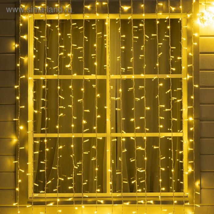 Гирлянда Гирлянда "Занавес" 2 х 6 м , IP65, УМС, белая нить каучук, 1000 LED, свечение тёплое белое, 220 В