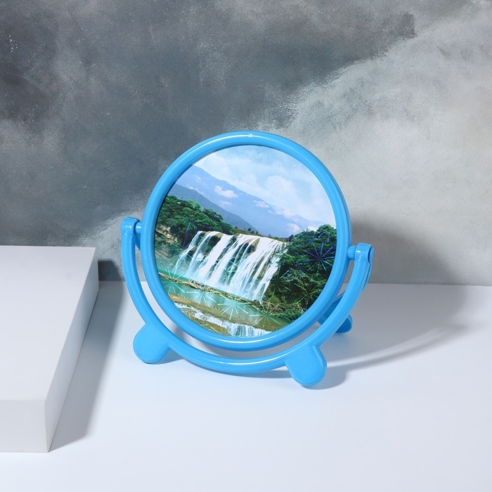 Зеркало настольное «Круг», d зеркальной поверхности 13,5 см, цвет голубой Зеркало настольное «Круг», d зеркальной поверхности 13,5 см, цвет голубой