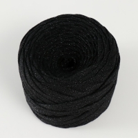 Трикотажная пряжа "Риббон" с люрексом 85м/170&plusmn;5 гр (Черный, люрекс: Черный)