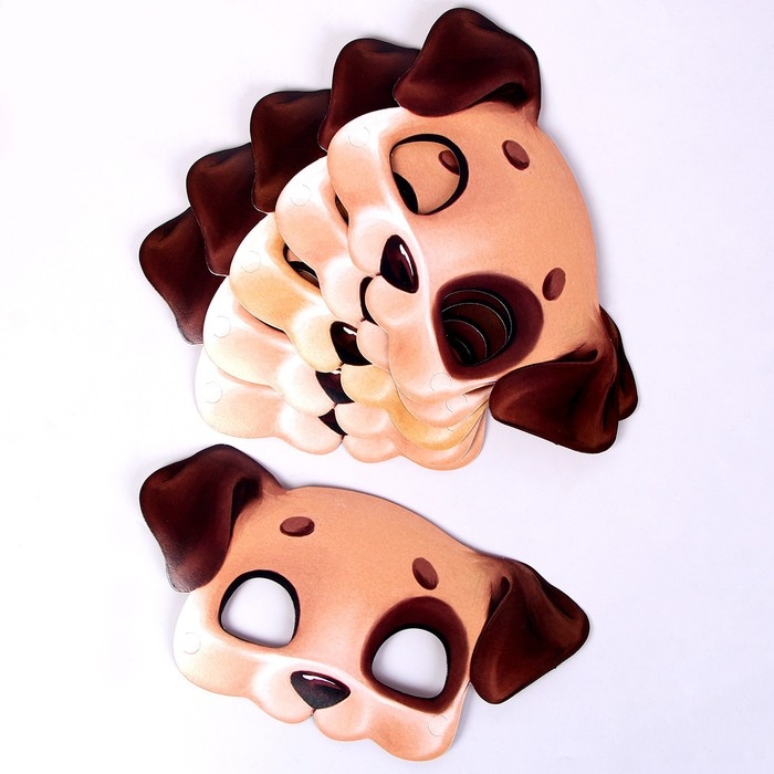 Набор бумажной посуды одноразовый с масками &laquo;Щенята&raquo;: 6 тарелок, 6 стаканов, 6 масок