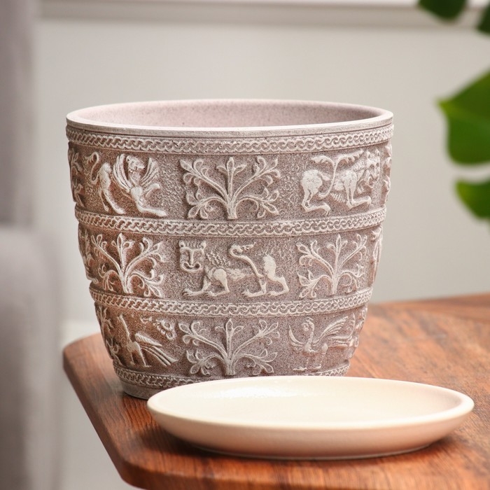 Горшок цветочный Суздаль серый бутон, 2,15 л