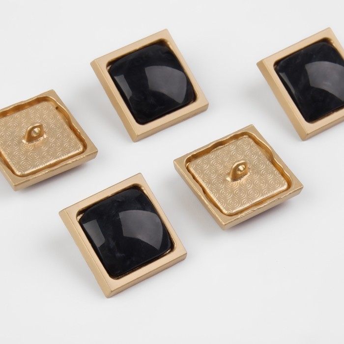 Набор металлических пуговиц на ножке, 20 &times; 20 мм, 5 шт, цвет чёрный