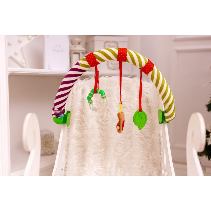 Дуга игровая мягкая на кроватку, коляску &laquo;Мишка&raquo;, 28-43 см, прорезыватель, погремушки, 3 игрушки, Крошка Я