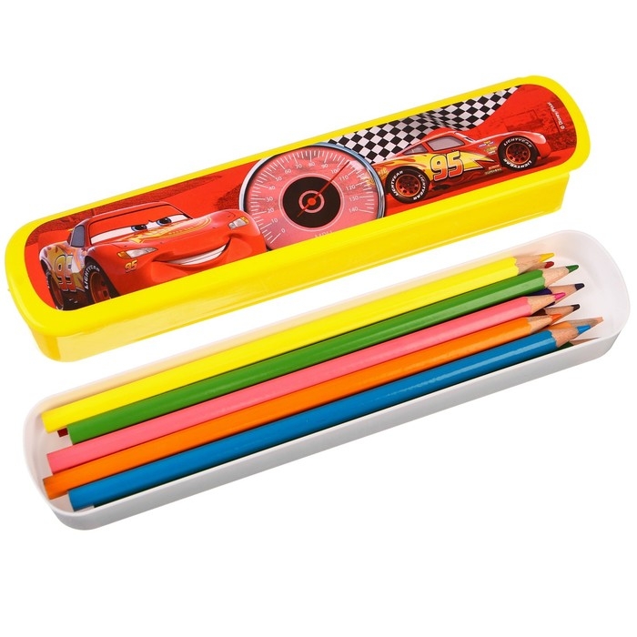 Пенал-футляр пластиковый, 43х200х23 мм, выдвижной, Тачки Пенал-футляр пластиковый, 43х200х23 мм, выдвижной, Тачки