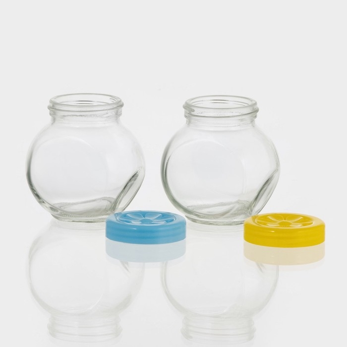 Банки для хранения сыпучих продуктов &laquo;Ромашка&raquo;, 200 мл, 8&times;8 см, 2 шт, цвет МИКС