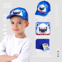 Кепка детская для мальчика &laquo;Акула&raquo;, цвет синий, р-р. 52-54, 5-7 лет