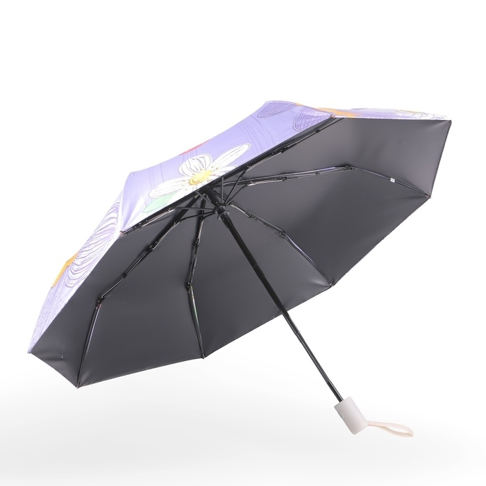 Зонт автоматический &laquo;Цветы&raquo;, 3 сложения, 8 спиц, R = 48/55 см, D = 110 см, цвет МИКС