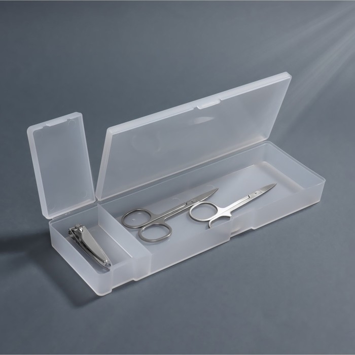 Органайзер для хранения, с крышкой, 2 ячейки, 7 &times; 21 &times; 2,5 см, цвет белый полупрозрачный