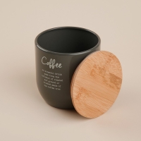 Банка для сахара SL Home, 12&times;12 см, цвет серый, с бамбуковой крышкой