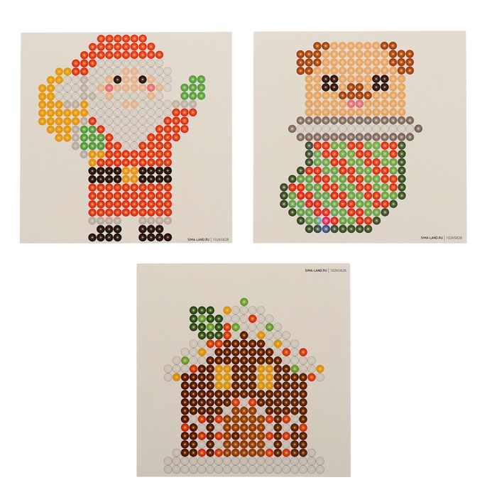 Аквамозаика &laquo;Дед Мороз, Домик и щеночек&raquo;, 3 фигурки, 898 шариков