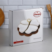 Менажница «Сердце», 4 шт: 300 мл, деревянное основание, фарфор, Иран Менажница «Сердце», 4 шт: 300 мл, деревянное основание, фарфор, Иран