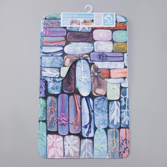 Набор ковриков для ванной и туалета Доляна &laquo;Кирпичики&raquo;, 2 шт: 40&times;50, 50&times;80 см