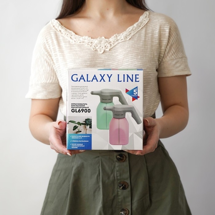 Опрыскиватель для растений Galaxy LINE GL 6900, 5 Вт, 1.5 л, 2 режима, от АКБ, зелёный