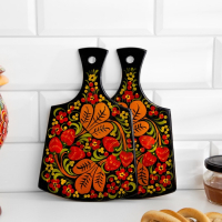 Набор &laquo;Земляничка&raquo;, 6 предметов: 2 доски, 3 банки, подставка, хохлома