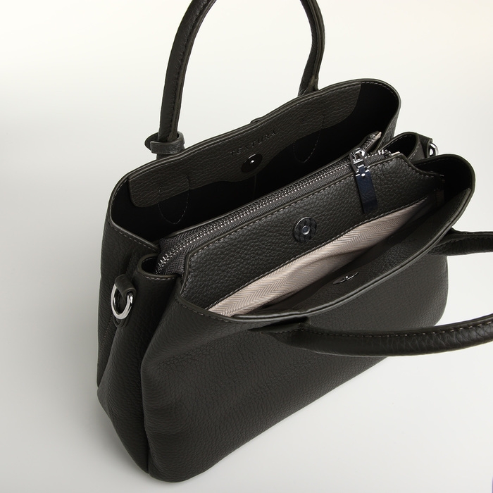 Сумка женская на молнии TEXTURA, средний размер, цвет тёмно-серый