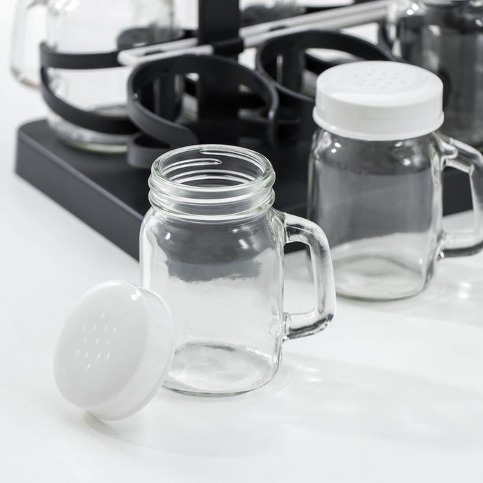 Набор для специй на подставке &laquo;Специи&raquo;, 120 мл, 7,5&times;5&times;8,5 см, 8 шт, цвет белый