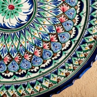 Ляган Риштанская Керамика "Узоры", 42 см, синий, рифлённый Ляган Риштанская Керамика "Узоры", 42 см, синий, рифлённый