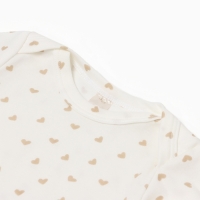 Боди с длинным рукавом, цвет бежевый/сердечки, рост 74 см