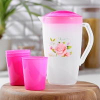 Набор питьевой &laquo;Оазис&raquo;, 5 предметов: кувшин 1,5 л, 4 стакана 200 мл, 17&times;13&times;20 см, цвет МИКС