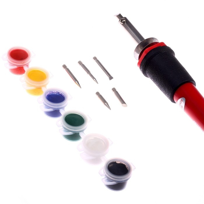 Прибор для выжигания по дереву, 6 красок + 5 насадок Прибор для выжигания по дереву, 6 красок + 5 насадок