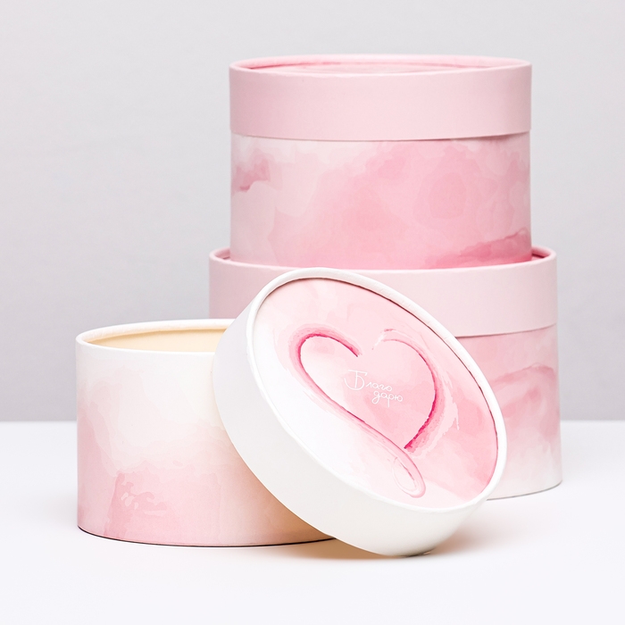 Набор шляпных коробок 3 в 1 Набор шляпных коробок 3 в 1 "Сердце" , завальцованная, 16 х 10, 14 х 9, 13 х 8,5 см