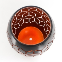 Подсвечник металл на 1 свечу "Геометрия. Цветы" чёрный с золотом 20,5х13,5х13,5 см