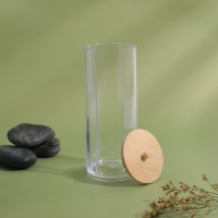 Органайзер для ватных дисков, с крышкой, d = 6,5 &times; 18 см, в картонной коробке, цвет прозрачный/коричневый