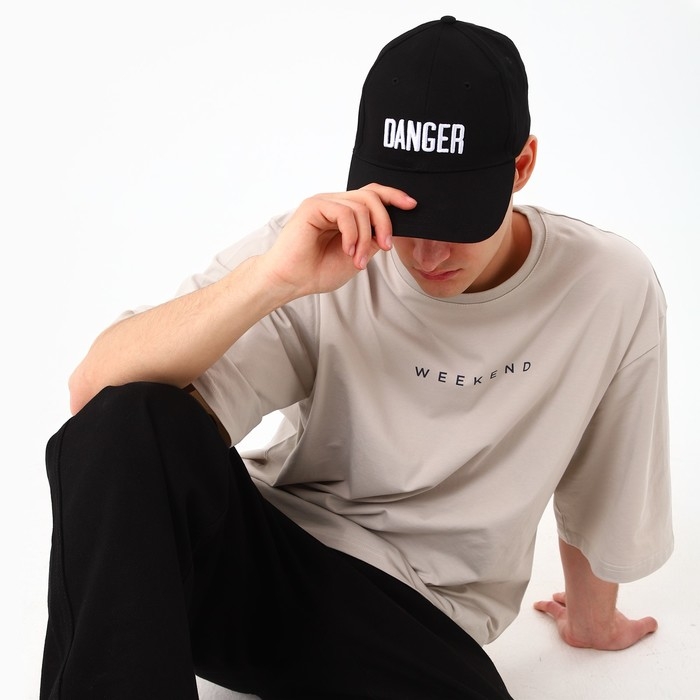 Кепка мужская с лентой DANGER, цвет чёрный, р-р 56 Кепка мужская с лентой DANGER, цвет чёрный, р-р 56