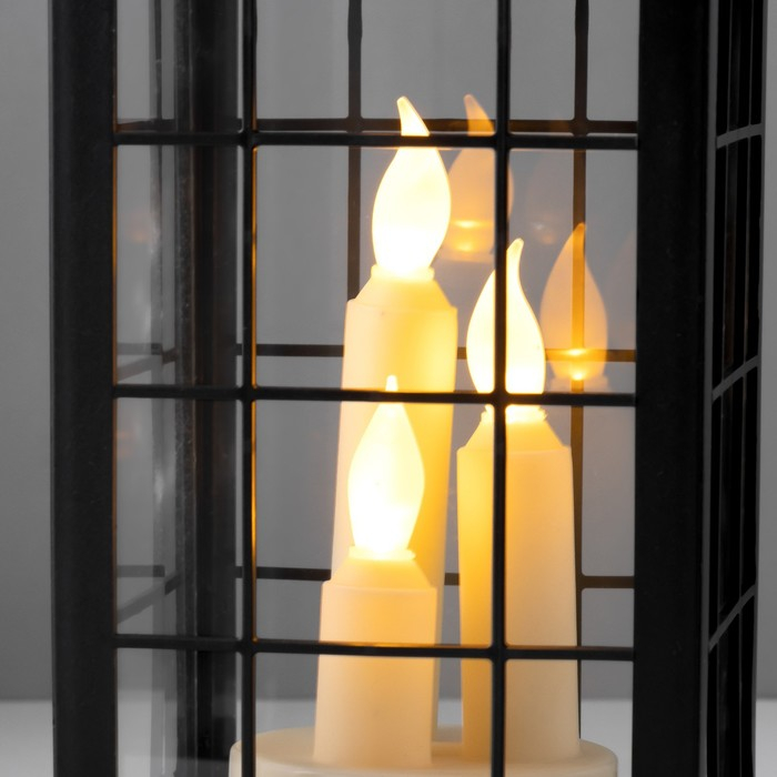 Ночник Ночник "Свечи" LED батарейки 3хААА (не в комплекте), черный 13х13х38 см, свечение желтое